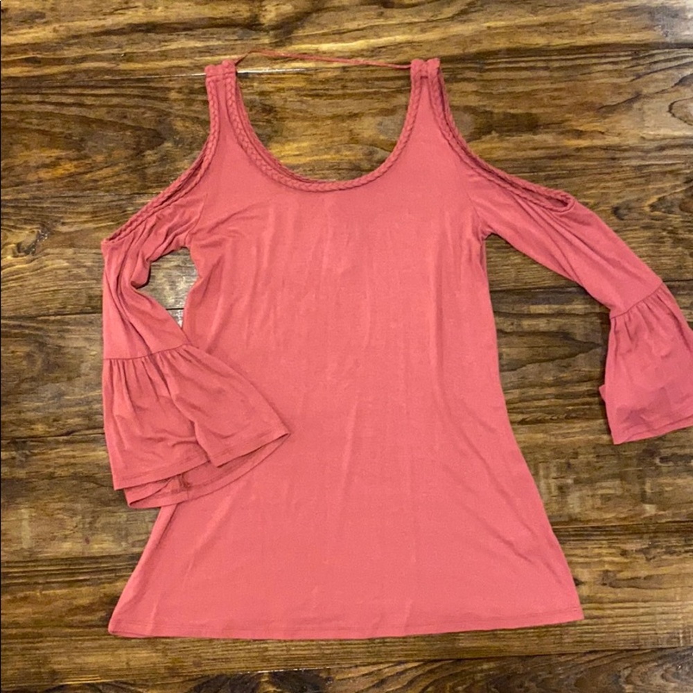 Rose cold shoulder boho top